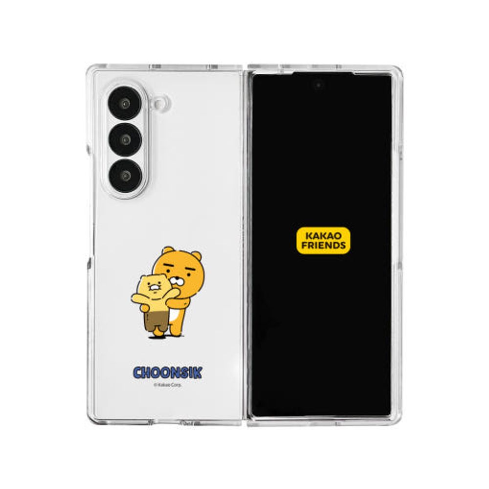 [S2B] KAKAO FRIENDS CHOONSIK Clear Slim Case for Galaxy Z Fold6 – Precise Fit, Transparent PC Material, Microdot Coating, Wireless Charging Compatible - Made in Korea